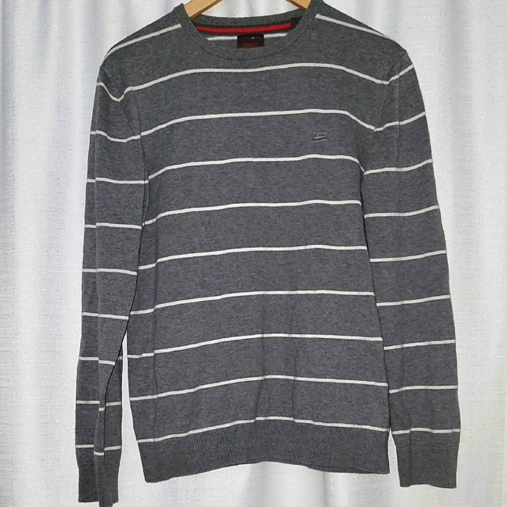 ESPIRIT Men's Gray Striped Sweater